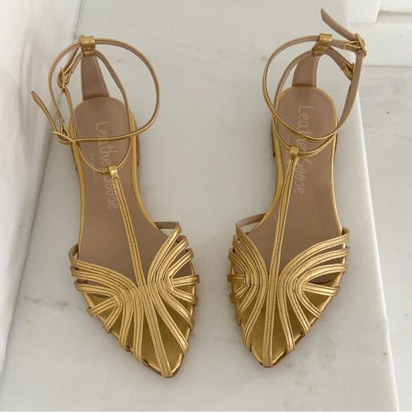 LeatherGoose Shoes - LeatherGoose Gold Sandals with Strappy Design